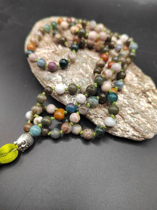 Mala en Jaspe Océan – Japa Mala 108 perles