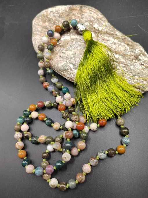 Mala en Jaspe Océan – Japa Mala 108 perles