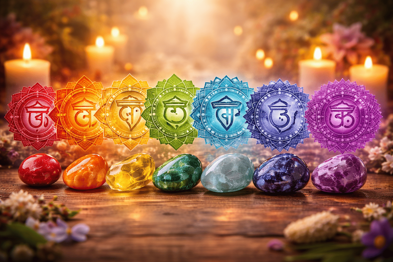 Les symboles des chakras associés à leurs pierres créent un véritable pont entre intention et énergie. Chaque pierre placée devant son symbole devient un point d’ancrage visuel et vibratoire pour accompagner la méditation et soutenir l’équilibre intérieur. ✨
